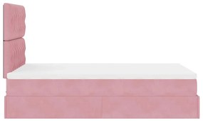 Estrutura de cama otomana com colchões 120x200 cm veludo rosa