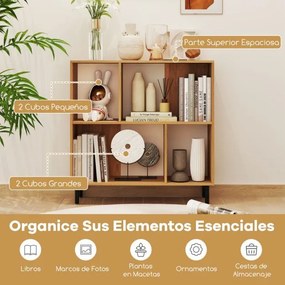 Estante de 4 cubos com pernas de metal 90 x 30 x 90 cm natural