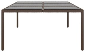 Mesa de jardim c/ tampo de vidro 200x150x75 cm vime castanho