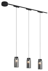 Sistema de iluminação de trilho moderno com 3 pendentes pretos monofásicos - Magnetic Vance