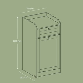 Armário de casa de banho com cesto da roupa suja 40 x 40 x 80,2 cm Branco 