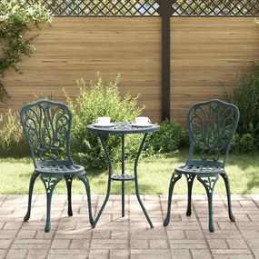 Conjunto de Bistrô de Jardim de 3 Peças vidaXL Verde em Alumínio Fundido