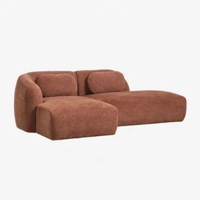 Sofá Modular Chaise Longue Esquerdo De 2 Peças Com Divã Direito Em Chenille Coquette Chenille Castanho Ferrugem - Sklum