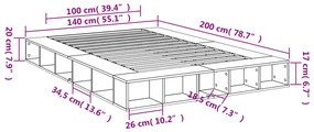 Estrutura de cama 140x200 cm derivados de madeira branco