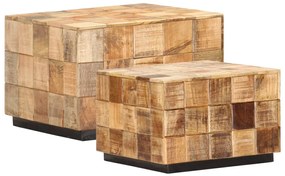 vidaXL Mesas de centro 2 pcs c/ design blocos madeira mangueira áspera