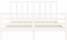Cama sem colchão 160x200 cm madeira de pinho maciça branco