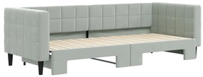 Sofá-cama com gavetão 80x200 cm veludo cinzento-claro