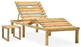 Espreguiçadeira de jardim com mesa e almofadão pinho impregnado