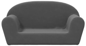 Sofá infantil de 2 lugares pelúcia macia antracite