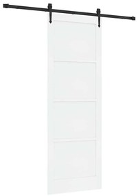 Porta Deslizante vidaXL com Conjunto de Ferragens Branca 83x232 cm Mad