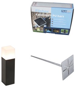 Candeeiro de jardim preto com vidro opal 30 cm estaca e prensa-cabo - Denmark Moderno