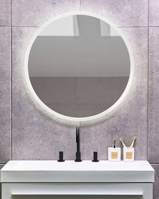 Espelho de parede redondo prateado com iluminação LED ø 79 cm DEAUVILLE Beliani