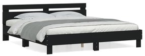 vidaXL Estrutura cama c/ cabeceira 180x200 cm derivados madeira preto