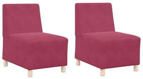 Cadeiras de Sofá 2 pcs vermelho tinto 55 x 74 x 82 cm Veludo