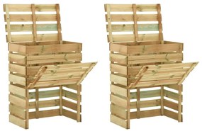 Caixa de compostagem ripada 2 pcs 80x50x100cm pinho impregnado