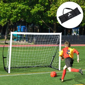 HomCom Baliza de Futebol Portátil para Crianças e Adultos com Estrutura de Aço e Bolsa de Transporte - 183x50x122cm