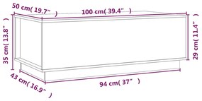 Mesa de centro 100x50x35 cm pinho maciço cinza