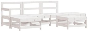 6pcs conjunto lounge jardim c/ almofadões madeira maciça branco