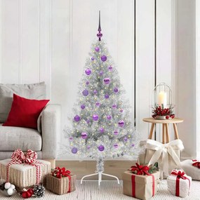 vidaXL Árvore de Natal Artificial Pré-iluminada Prateado 150 cm PET