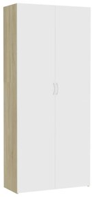 vidaXL Armário arrumação 80x35,5x180cm contrap. branco/carvalho sonoma