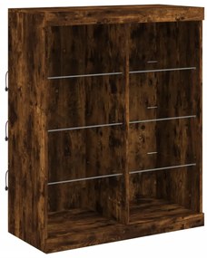 Aparador com luzes LED 202x37x100 cm carvalho fumado