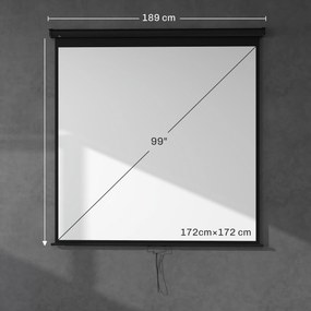 Ecrã de projeção para TV e cinema em casa de 99 polegadas, projetor de vídeo 1:1 4K HD, 178 cm x 178 cm