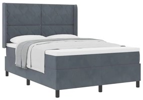 Cama Box Spring com Colchão Cinza Escuro 140x190 cm Veludo