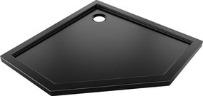 Mexen Flow base de duche pentagonal slim 80 x 80 cm, preto mate - 46P708080
