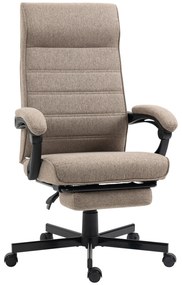 Vinsetto Cadeira de Secretária Reclinável Altura Ajustável Apoio Braços Pés Retrátil Conforto Máximo 68x67x106-114cm Castanho | Aosom Portugal