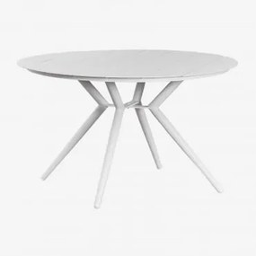 Round Garden Table In Aluminum Valerie Gardénia Branco & Ø100 Cm - Sklum