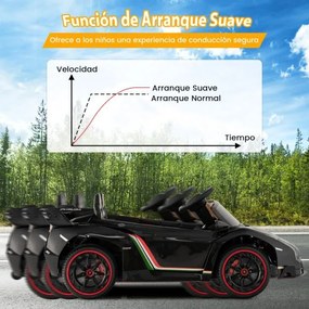 Carro Elétrico para Crianças 3-8 Anos Lamborghini 12V com Controlo Remoto 3 Velocidades Luzes LED Rodas e Música Preto