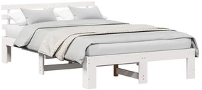 Estrutura de Cama de Madeira de Pinho Branca Madeira de Pinho Sólido