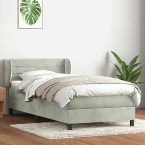 vidaXL Cama com molas/colchão 100x220 cm veludo cinza-claro