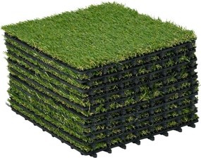 Outsunny Relva Artificial 30x30cm 10 Peças Alta Densidade 11000 Para Exterior Pátio Terraço Resistente Durável Verde | Aosom Portugal