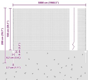 Cerca de Arame Soldado com 44 Postes U Prateado 1,5x50 m Aço