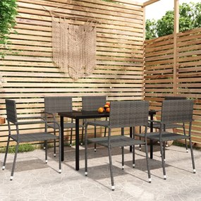 vidaXL 7 pcs conjunto de jantar para jardim cinzento