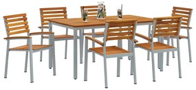 Conjunto de Jantar de 7 Peças em Madeira de Acácia e Metal
