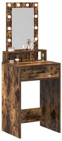 Mesa de Maquilhagem vidaXL com Luzes LED Carvalho Fumado 50x41x140 cm