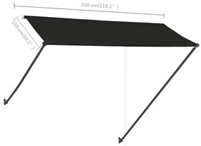 Toldo retrátil com LED 300x150 cm antracite