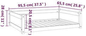 Cama para cães 95,5x65,5x28 cm madeira de pinho maciça branco