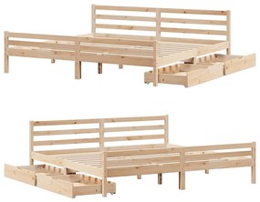 Cama sem colchão 200x200 cm madeira de pinho maciça