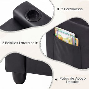 Sofá Infantil Duplo Reclinável, 96 x 51,5 x 69 cm, Espuma de Alta Densidade, Preto