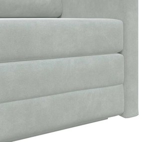 Sofá Cama de Chão 2-em-1 Cinza Claro 124x204x61 cm Veludo