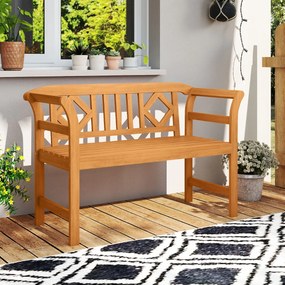 Banco Jardim Exterior 118 x 50 x 78,5 cm em Madeira de Acácia para 2 Pessoas com Encosto e Apoios de Braços Quadriculados Capacidade 360 kg para Varan