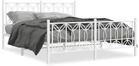 Estrutura de cama com cabeceira e pés 160x200 cm metal branco