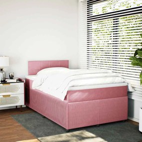 Cama boxspring com colchão 120x190 cm veludo rosa