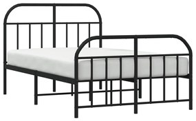 Estrutura de cama com cabeceira e pés 120x200 cm metal preto