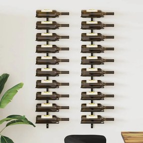 289567 vidaXL Garrafeiras de parede para 20 garrafas 2 pcs metal preto