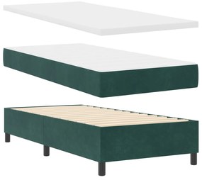 Cama Box com Colchão vidaXL Verde Escuro Solteiro Veludo