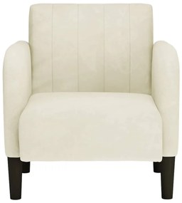 Poltrona com apoio de braços 54 cm veludo creme